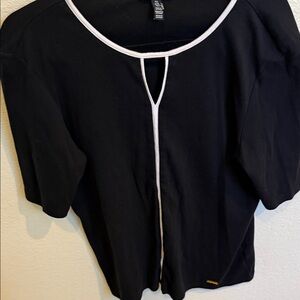 Ellen Tracy Black Top with White Accents